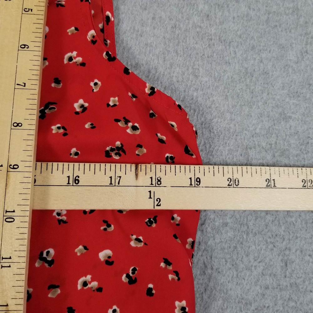 Pleione Peplum Blouse Women S Small Red Floral Sleeveless Spring Girly Cute Fun - Picture 7 of 8
